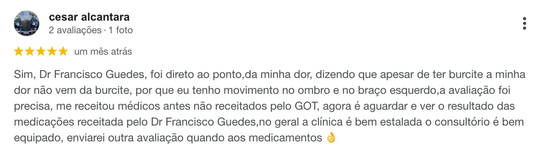 Avaliação de cesar alcantara no Google