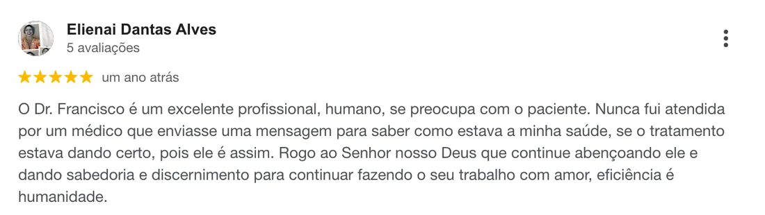 Avaliação de Elienai Dantas Alves no Google